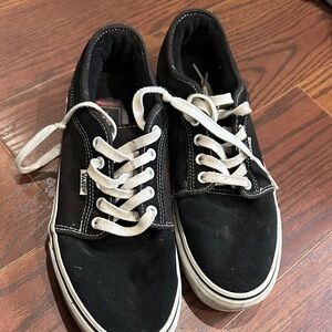 Vans Men's Black and White Canvas Sneakers
